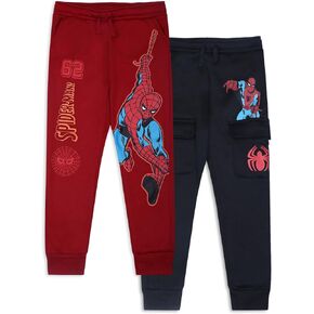طقم بنطلونات Marvel Spider-Man Boys مكونة من قطعتين للأطفال الصغار والكبار – أحمر/أسود