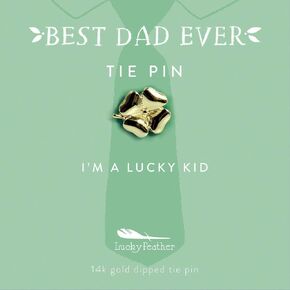 Lucky Feather "Best Dad Ever" Father's Day Gift Tie Pins