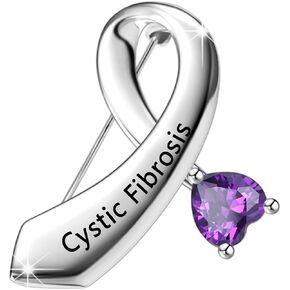 CENWA Cystic Fibrosis Awareness Gift Cystic Fibrosis Awareness Purple Ribbon Brooch Pin Cystic Fibrosis Warrior Gift