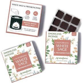 White Sage & Frankincense Incense Bricks with Snowflake Burner by Aromafume | 2x9 Bricks | Sage Incense for Cleansing Negative Energy & Protection | Sage for Smokeless Smudging, Spiritual Cleansing