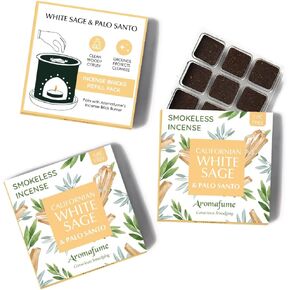 طوب بخور المريمية البيضاء واللافندر من أرومافومي | طوب 3x9 | البخور الميرمية لتطهير الطاقة السلبية والحماية | حكيم للتلطخ الذي لا يدخن والتطهير الروحي | عبوة إعادة التعبئة in Kuwait