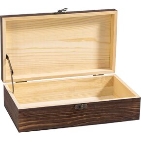 Unfinished Wooden Box with Hinged Lid, 7.8x5.1x1.96 Inches Wood Cigar Box Rectangle Keepsake Box Clasp Wood Box, Storage Box for DIY Crafts, Home Deocration, Jewelry