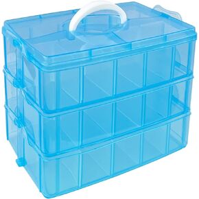 3-Tier Craft Supply Storage Organizer - 30 Adjustable Dividers for Beads, Jewelry, Lego, and Crafting Essentials - Portable Bead Organizer with Handle for DIY, Sewing, and Creative Projects