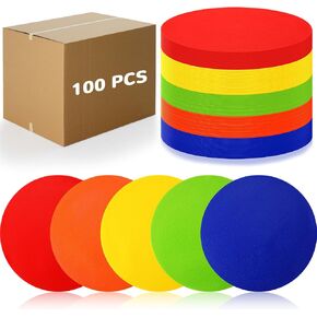 Roowest 100 Pcs 9 Inch Poly Spot Markers Non Slip Agility Training Markers Floor Dots Vinyl Flat Round Field Cones for Soccer Basketball Sport Training, School Exercise Drills, Dance Practice in Saudi Arabia