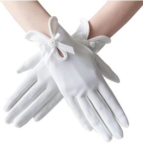 Gionforsy Floral Lace Gloves for Wedding Bridal Elegant Short Lace Gloves Wrist Lace Gloves for Opera Dinner Party