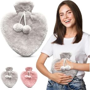 Empire Hot Water Bottle, 1L Hot Water Bottle with Fluffy Cover, Ideal for Period, Back & Neck Pain - Pink Hot Water Bottle with Cover UK Perfect for Women, Seniors & Children