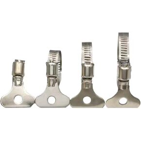 16-Pack Mixed Pac Key-Type 304 Stainless Steel Worm Gear Hose Clamps, Fuel Pipe Clamps for Automobiles, Pipelines and Mechanical Application， 4 pieces of each size(6-12mm,13-19mm, 19-29mm, 21-44mm)