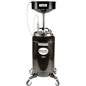 JohnDow Industries JDI-25HDC 25-Gallon Heavy Duty Self-Evacuating Waste Oil Drain, 16 Diameter Funnel, Adjustable Funnel Height of 50 in. to 70 in. Includes 6 Foot Quick Connect Discharge Hose