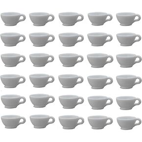 Dollhouse Accessories 30pcs Miniatures Plastic White Coffee Mugs Tea Cups for Mini Dollhouse Kitchen Fairy Garden