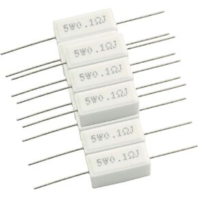 RuiLing 10-Pack Cement Resistors 5W 0.1 Ohm 5% Horizontal Ceramic Wirewound Power Resistance