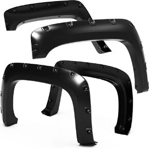 Tyger Auto Fender Flares Compatible with 2007-2013 Chevy Silverado 1500; 2007-2014 2500 3500HD (NOT FIT 2007 Classic) 6.5' & 8' Bed, Smooth Textured Paintable Bolt-Riveted Style 4pc | TG-FF8C4068