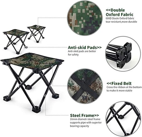 Linwnil Mini Folding Camping Stool Portable Fishing Seat for Fishing Hiking Gardening and Beach 11"L x 11"W x 9.8" in Saudi Arabia