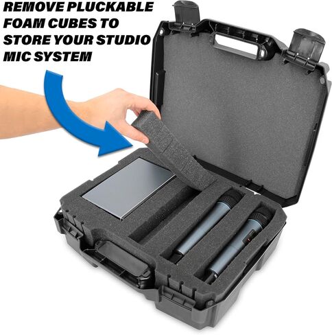 حافظة ميكروفون ذات غلاف صلب من CASEMATIX متوافقة مع نظام الميكروفون اللاسلكي Sennheiser أو Shure - طبقة مزدوجة من الإسفنج القابل للتخصيص تحمل الميكروفونات وأجهزة الاستقبال وأجهزة الإرسال والمزيد - تتضمن الحافظة فقط in Saudi Arabia