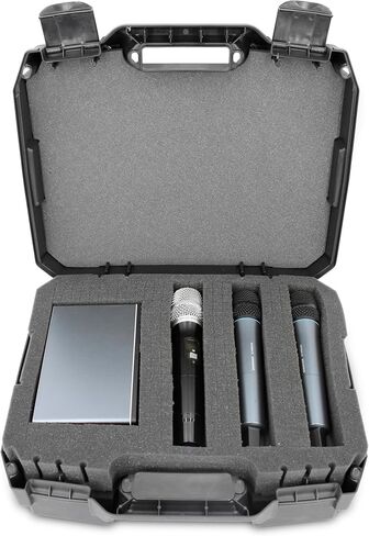 حافظة ميكروفون ذات غلاف صلب من CASEMATIX متوافقة مع نظام الميكروفون اللاسلكي Sennheiser أو Shure - طبقة مزدوجة من الإسفنج القابل للتخصيص تحمل الميكروفونات وأجهزة الاستقبال وأجهزة الإرسال والمزيد - تتضمن الحافظة فقط in Saudi Arabia