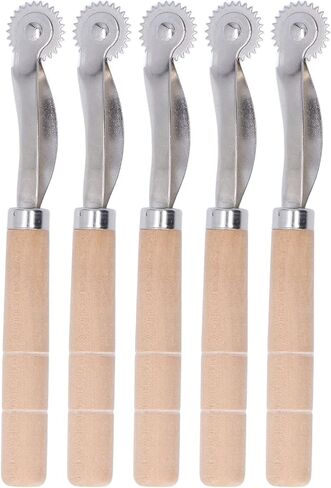 Leather Needle Point Tracing Wheel, 5Pcs Tracing Wheel, Stainless Steel Wooden Handle Stitching Wheels Tool, Leather Needle Point, Sewing Rulers in Saudi Arabia