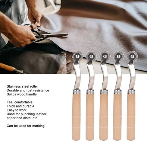 Leather Needle Point Tracing Wheel, 5Pcs Tracing Wheel, Stainless Steel Wooden Handle Stitching Wheels Tool, Leather Needle Point, Sewing Rulers in Saudi Arabia