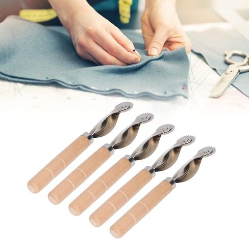Leather Needle Point Tracing Wheel, 5Pcs Tracing Wheel, Stainless Steel Wooden Handle Stitching Wheels Tool, Leather Needle Point, Sewing Rulers in Saudi Arabia