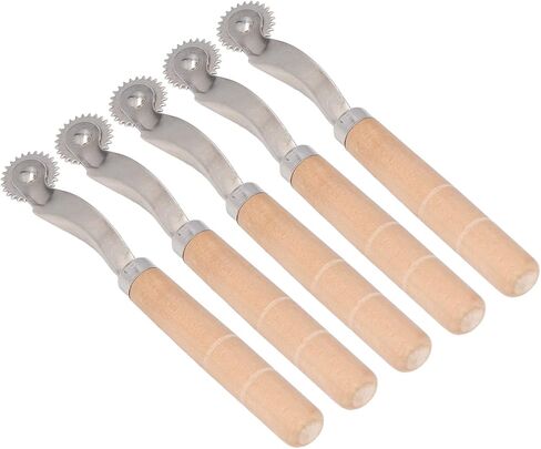Leather Needle Point Tracing Wheel, 5Pcs Tracing Wheel, Stainless Steel Wooden Handle Stitching Wheels Tool, Leather Needle Point, Sewing Rulers in Saudi Arabia