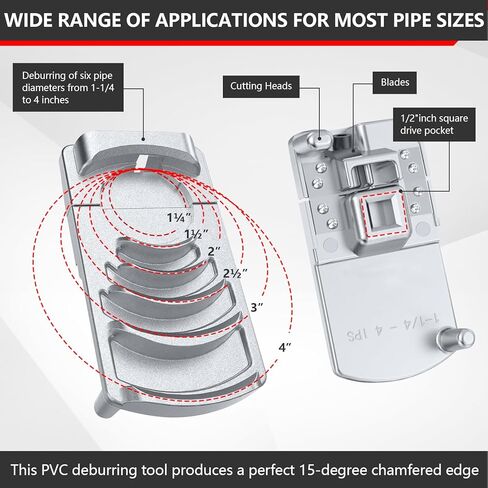أداة إزالة الأزيز للأنابيب البلاستيكية، أداة إزالة الأزيز البلاستيكية، أداة الشطب البلاستيكية المصنوعة بشكل مثالي، ستة أحجام للأنابيب: 1-1/4 بوصة - 4 بوصة، مخرطة الأنابيب البلاستيكية مع شفرة حادة، أداة الشطب البلاستيكية. in Kuwait