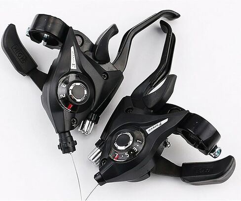 Bicycle Brake Levers Shifter 3x7 21 Speed Shifter with Gear Indicator and V Brake Cable for Moutain Bike, Road Bike, MTB, BMX, Fixie Gear, Cycling in Kuwait