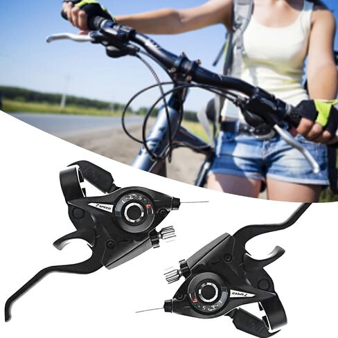 Bicycle Brake Levers Shifter 3x7 21 Speed Shifter with Gear Indicator and V Brake Cable for Moutain Bike, Road Bike, MTB, BMX, Fixie Gear, Cycling in Kuwait