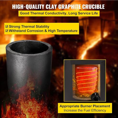 VEVOR Propane Melting Furnace 6KG, 2462°F Metal Foundry Furnace Kit - Graphite Crucible and Tongs, Casting Melting Smelting Refining Precious Metals Like Gold Silver Aluminum Copper Brass Bronze in Saudi Arabia