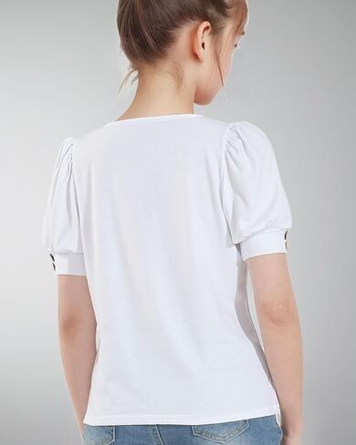 NUMYEAN Girls Short Sleeve Shirt Summer Tops Puff Sleeve Casual Blouse for Girls in Saudi Arabia