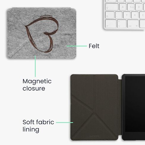 Felt Origami Case Compatible with Amazon Kindle Paperwhite 11. Generation 2021 - Case Cover Stand - Brushed Heart Dark Brown in Saudi Arabia