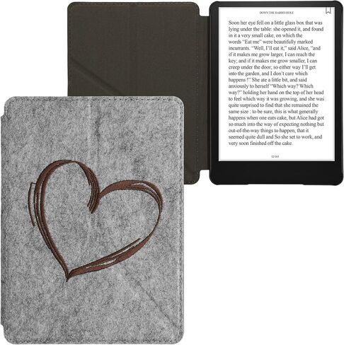 Felt Origami Case Compatible with Amazon Kindle Paperwhite 11. Generation 2021 - Case Cover Stand - Brushed Heart Dark Brown in Saudi Arabia
