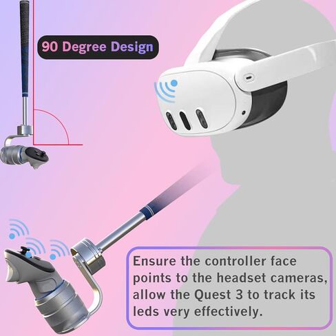 90 Degree Golf Club Attachment Compatible with Meta/Oculus Quest 3, Adjustable Weighted VR Golf Handle Accessories for Golf +, Golf 5 Realistic Golfing Experience - All Metal(Right Hand) in Kuwait