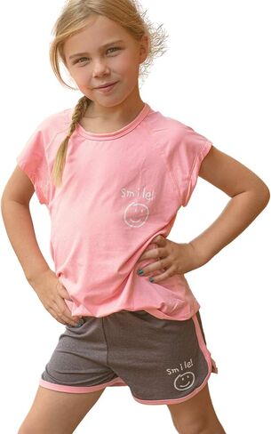 أطقم ملابس رياضية قصيرة للفتيات من HH Family مع شورتات رياضية وقمصان للتمرين، مجموعات ملابس رياضية سريعة الجفاف للأعمار من 6 إلى 13 عامًا in Kuwait