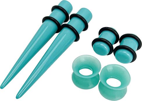 Marsrut 50 PCS Acrylic Gauge Kit Tapers Heart Tunnels Plug 14G-0000G Ear Stretching Set for Starter Expanders, Body Piercing Jewelry - Blue in Saudi Arabia