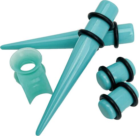Marsrut 50 PCS Acrylic Gauge Kit Tapers Heart Tunnels Plug 14G-0000G Ear Stretching Set for Starter Expanders, Body Piercing Jewelry - Blue in Saudi Arabia