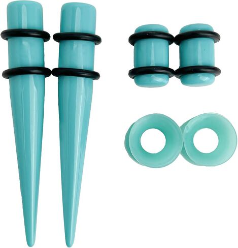 Marsrut 50 PCS Acrylic Gauge Kit Tapers Heart Tunnels Plug 14G-0000G Ear Stretching Set for Starter Expanders, Body Piercing Jewelry - Blue in Saudi Arabia