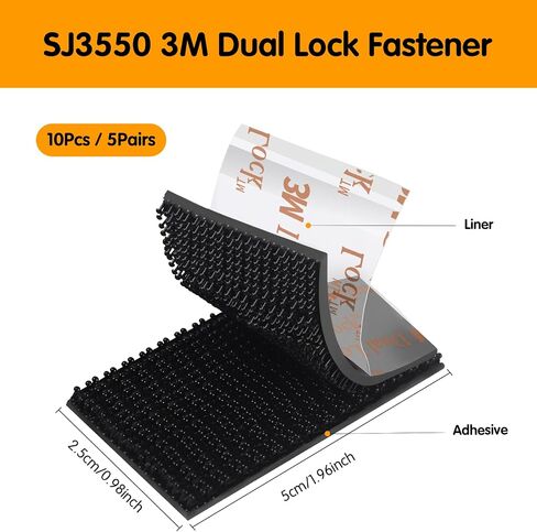 SPSTTAPE Dual Lock Tape 1in x 2in 10pcs, Dual Lock Heavy Duty Mounting Tape，Interlocking Tape Reclosable Fastener Self Sticky 3550CF Dual Lock Strip Mounting Tape Black in Saudi Arabia
