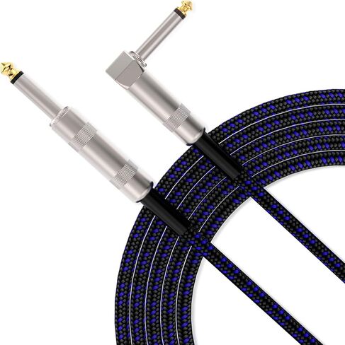 كابل جيتار DISENS 1/4 بوصة بطول 20 قدم، كابل أداة جيتار أمبير سلك مستقيم إلى الزاوية اليمنى 6.35 مم ذكر إلى ذكر كابل صوت ستيريو للجيتار الكهربائي، الجهير، مكبر الصوت، إلخ. in Kuwait