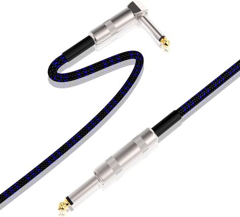 كابل جيتار DISENS 1/4 بوصة بطول 20 قدم، كابل أداة جيتار أمبير سلك مستقيم إلى الزاوية اليمنى 6.35 مم ذكر إلى ذكر كابل صوت ستيريو للجيتار الكهربائي، الجهير، مكبر الصوت، إلخ. in Kuwait