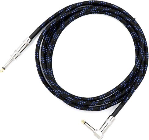 كابل جيتار DISENS 1/4 بوصة بطول 20 قدم، كابل أداة جيتار أمبير سلك مستقيم إلى الزاوية اليمنى 6.35 مم ذكر إلى ذكر كابل صوت ستيريو للجيتار الكهربائي، الجهير، مكبر الصوت، إلخ. in Kuwait