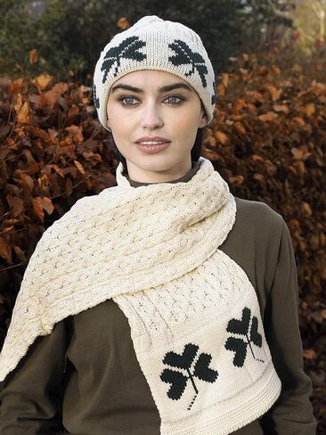 وشاح محبوك ناعم من Aran Crafts Irish Shamrock مقاس 9 بوصة × 60 بوصة (100% صوف ميرينو) in Kuwait