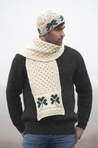 وشاح محبوك ناعم من Aran Crafts Irish Shamrock مقاس 9 بوصة × 60 بوصة (100% صوف ميرينو) in Kuwait