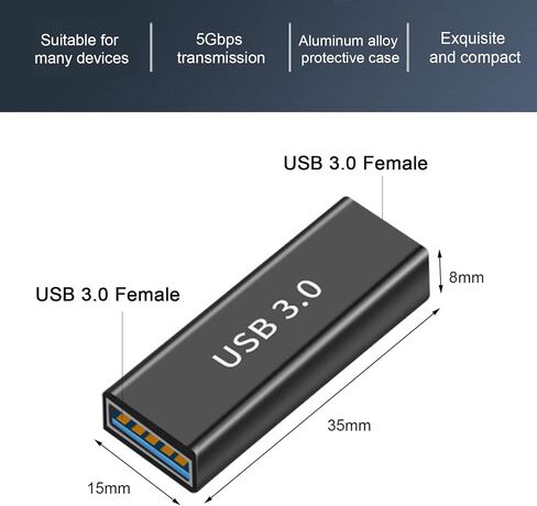 محول iJiGui 3.0 USB A إلى 3.0 USB A، محول USB أنثى إلى أنثى، توصيل طرفي ذكر بمحول USB متوافق مع جميع كابلات USB القياسية (عبوتان) in Kuwait