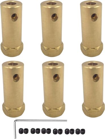 6Pcs Hex Coupler 6mm Bore Motor Hex Brass Shaft Coupling Flexible Connector for DC Motor Shaft, Robot, Model Car Tires Shaft in Saudi Arabia