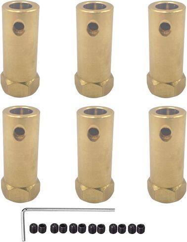 6Pcs Hex Coupler 6mm Bore Motor Hex Brass Shaft Coupling Flexible Connector for DC Motor Shaft, Robot, Model Car Tires Shaft in Saudi Arabia