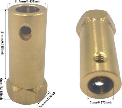 6Pcs Hex Coupler 6mm Bore Motor Hex Brass Shaft Coupling Flexible Connector for DC Motor Shaft, Robot, Model Car Tires Shaft in Saudi Arabia