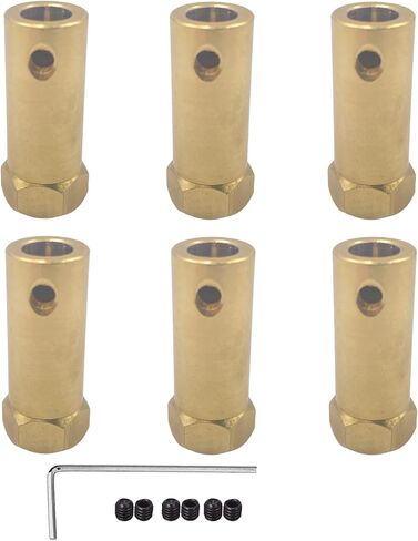 6Pcs Hex Coupler 6mm Bore Motor Hex Brass Shaft Coupling Flexible Connector for DC Motor Shaft, Robot, Model Car Tires Shaft in Saudi Arabia