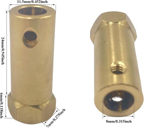 6Pcs Hex Coupler 6mm Bore Motor Hex Brass Shaft Coupling Flexible Connector for DC Motor Shaft, Robot, Model Car Tires Shaft in Saudi Arabia