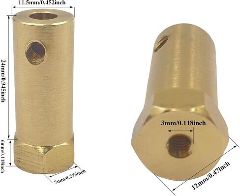 6Pcs Hex Coupler 6mm Bore Motor Hex Brass Shaft Coupling Flexible Connector for DC Motor Shaft, Robot, Model Car Tires Shaft in Saudi Arabia