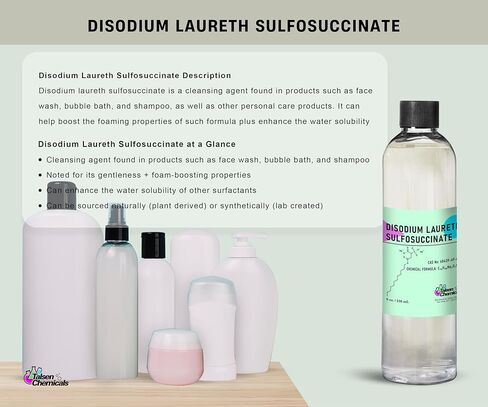 Talsen Chemicals Disodium Laureth Sulfosuccinate Liquid DLSS Soothing and Gentle Cleanser, Biodegradable Surfactant has Lathering and Emulsifying Properties, Good Foaming agent (4 Ounce / 118 mL) in Saudi Arabia
