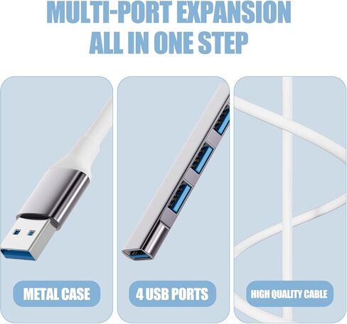 محور USB 3.0، Eanetf 4 Port USB 3.0 Hub Expander، مركز بيانات محمول رفيع للغاية لأجهزة MacBook، Mac Pro، Mac Mini، iMac، Surface Pro، XPS، الكمبيوتر الشخصي، وحدة التحكم، الطابعة، الكاميرا، لوحة المفاتيح in Kuwait