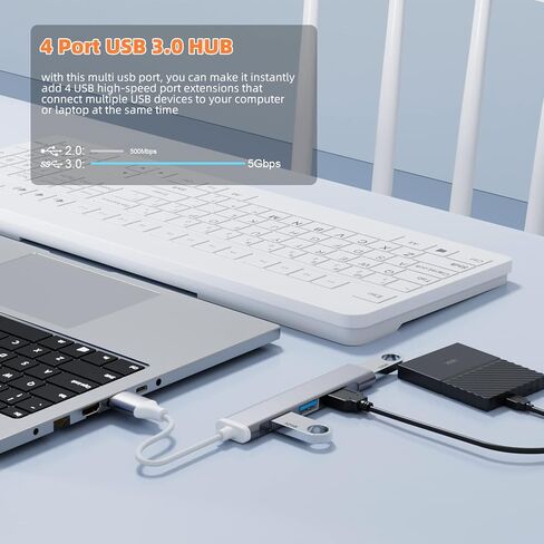 محور USB 3.0، Eanetf 4 Port USB 3.0 Hub Expander، مركز بيانات محمول رفيع للغاية لأجهزة MacBook، Mac Pro، Mac Mini، iMac، Surface Pro، XPS، الكمبيوتر الشخصي، وحدة التحكم، الطابعة، الكاميرا، لوحة المفاتيح in Kuwait